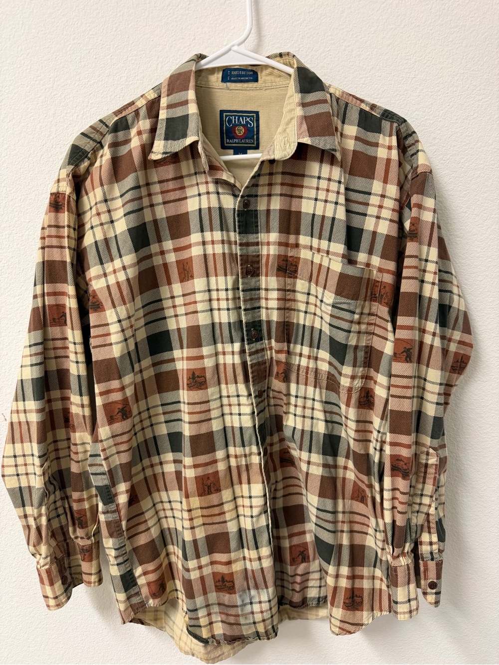 Ralph Lauren Plaid Button-Down Shirt in Brown, Cream & Green